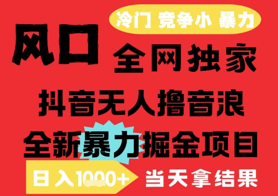 25年6月高爆抖音无人直播最新撸音浪掘金项目，解放双手小白可做，无脑日入1k+，门槛低