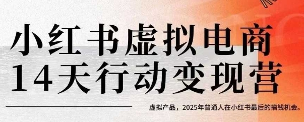 小红书虚拟电商14天变现训练营，虚拟产品，2025年普通人在小红书最后的搞钱机会