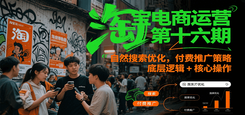 淘宝电商运营第十六期，自然搜索优化，付费推广策略，底层逻辑+核心操作