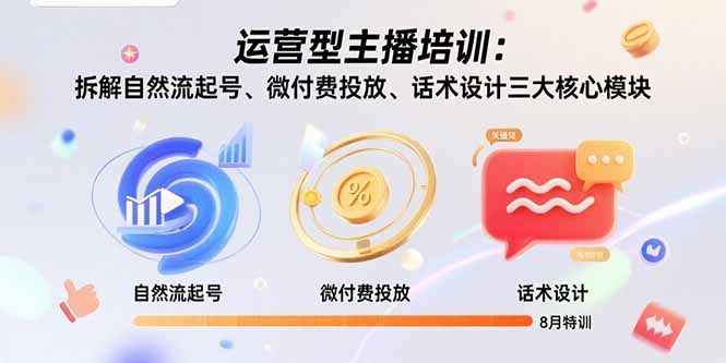 （15654期）运营型主播培训：拆解自然流起号、微付费投放、话术设计三大核心模块-8月