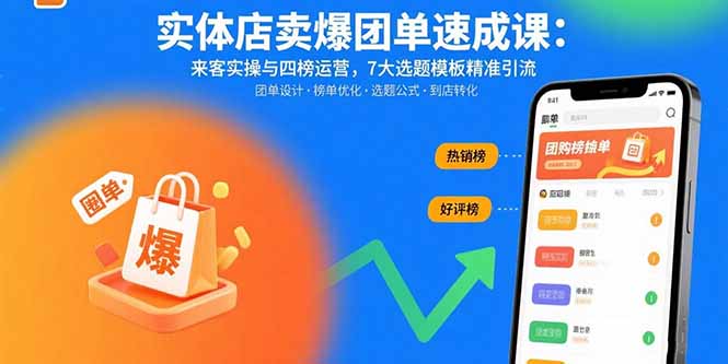 （15834期）实体店卖爆团单速成课：来客实操与四榜运营，7大选题模板精准引流