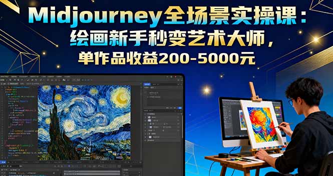 （16125期）Midjourney全场景实操课：绘画新手秒变艺术大师，单作品收益200-5000元