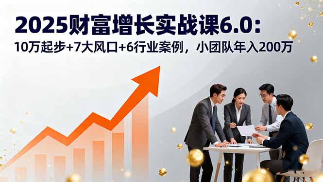 （16004期）2025财富增长实战课6.0：10万起步+7大风口+6行业案例，小团队年入200万