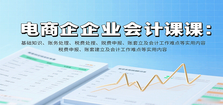 电商企业会计课：基础知识、账务处理、税费申报、账套建立及会计工作难点等实用内容