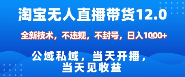 淘宝无人直播12.0，公域私域技术，不封号，不违规布局双十一流量风口，日入1k（独家技术）