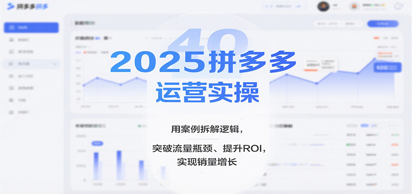 2025拼多多运营实操，用案例拆解逻辑，突破流量瓶颈、提升ROI，实现销量增长