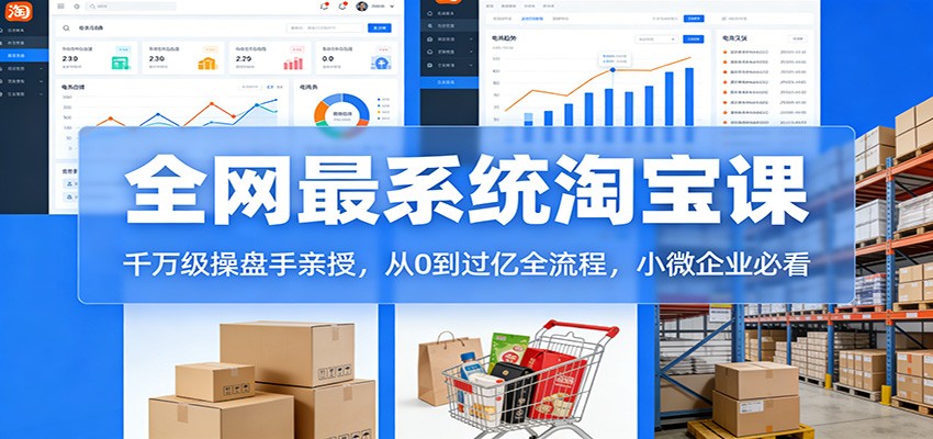 淘宝天猫系统课:千万级操盘手亲授,从0到过亿全流程,小微企业必看