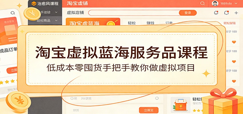 淘宝虚拟蓝海服务品课程:低成本零囤货手把手教你做虚拟项目