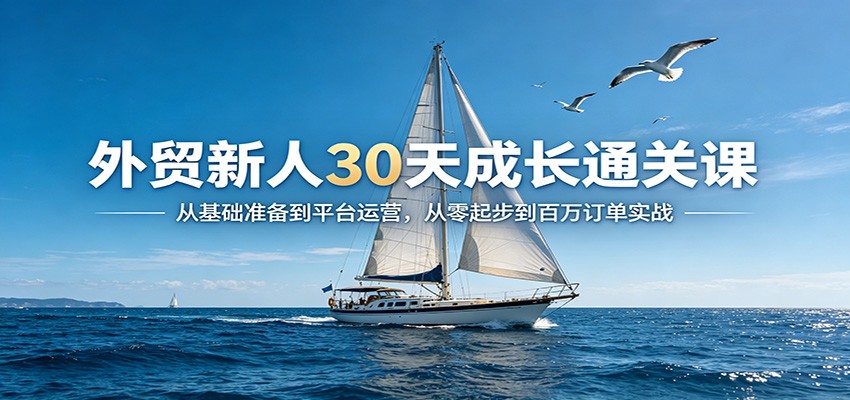 外贸新人30天成长通关课:从基础准备到平台运营,从零起步到百万订单实战