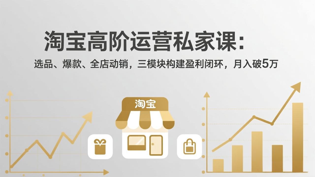 (17904期)淘宝高阶运营私家课(更新26年4月):选品、爆款、全店动销,三模块构建盈利闭环,月入破5万