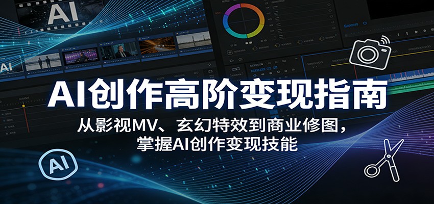 AI创作高阶变现指南：从影视MV、玄幻特效到商业修图，掌握AI创作变现技能