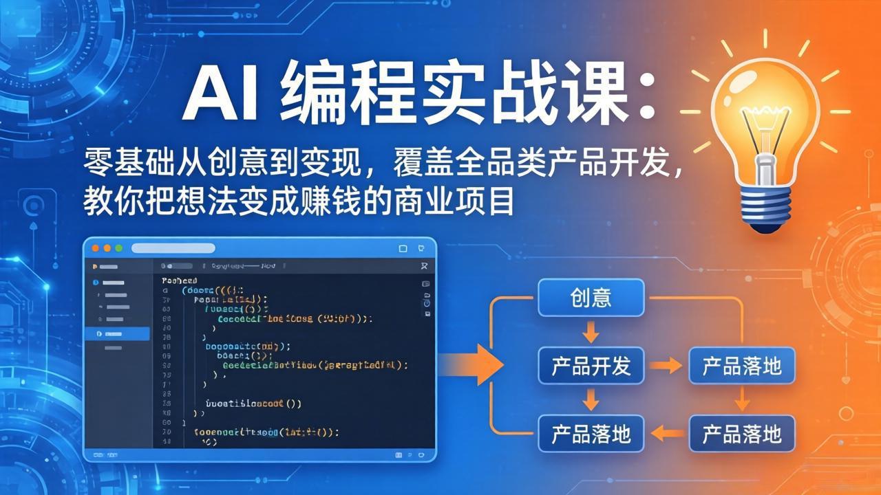 (18469期)AI编程实战课-第三期-5月9更新:零基础从创意到变现,覆盖全品类产品开发,把想法变成赚钱项目
