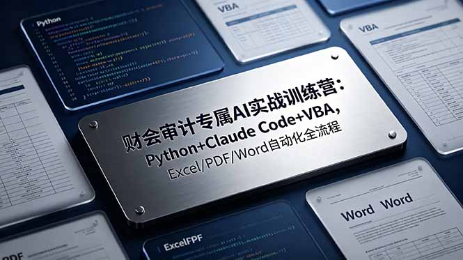(19268期)财会审计专属 AI实战训练营-更新:Python+Claude Code+VBA,Excel/PDF/Word自动化全流程