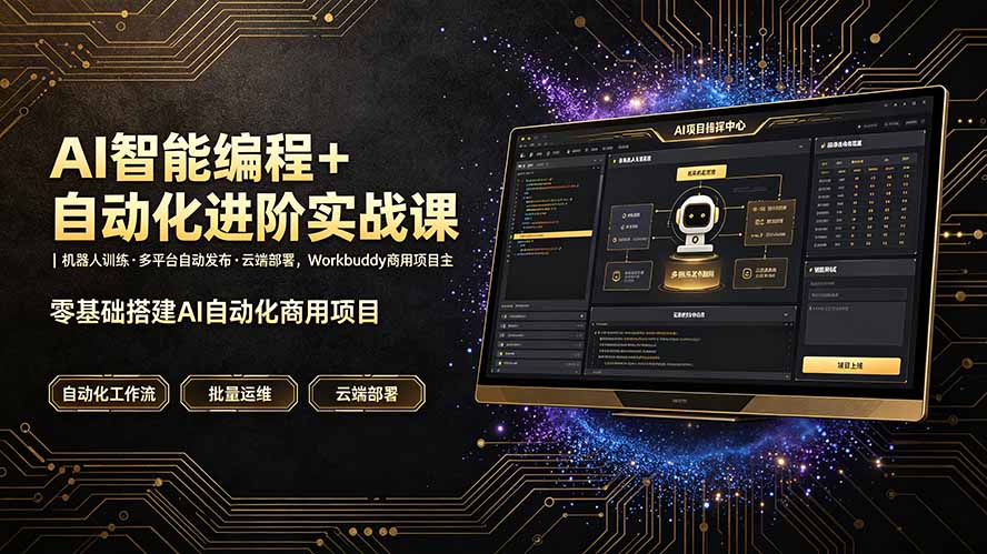 (19246期)AI智能编程+自动化进阶实战课|机器人训练·多平台自动发布·云端部署,Workbuddy商用项目全流程教学