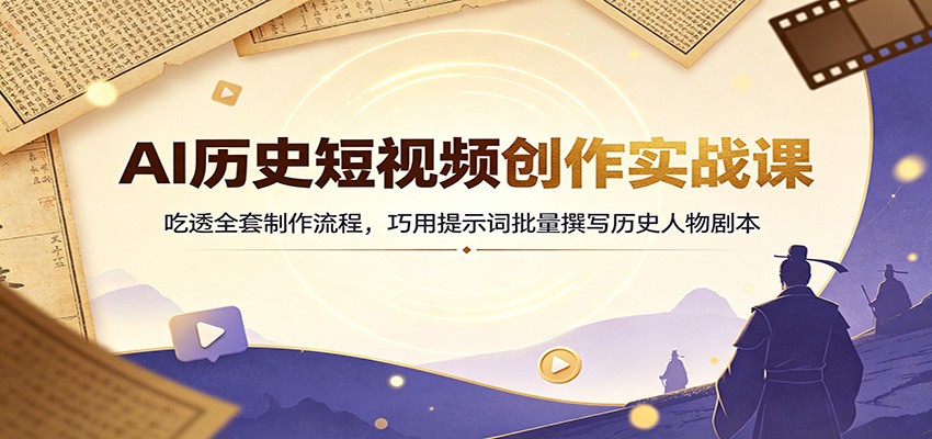 AI历史短视频创作实战课：吃透全套制作流程，巧用提示词批量撰写历史人物剧本