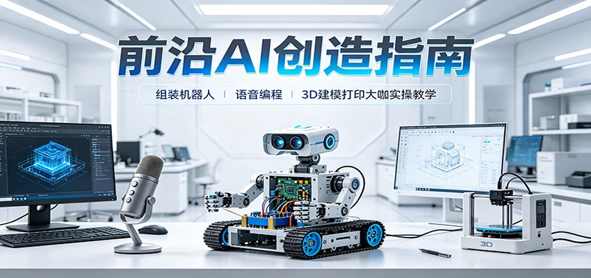 前沿AI创造指南：组装机器人、语音编程、3D建模打印大咖实操教学