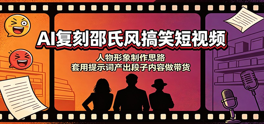 AI复刻邵氏风搞笑短视频：人物形象制作思路，套用提示词产出段子内容做带货