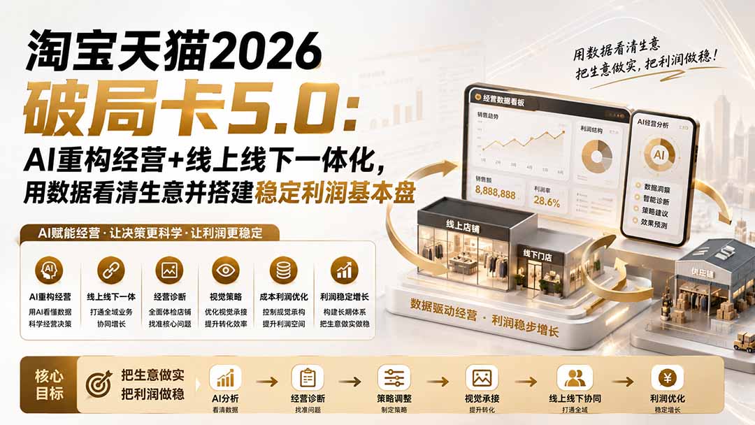 （20026期）淘宝天猫2026破局卡5.0：AI重构经营+线上线下一体化，用数据看清生意并搭建稳定利润基本盘（修复）