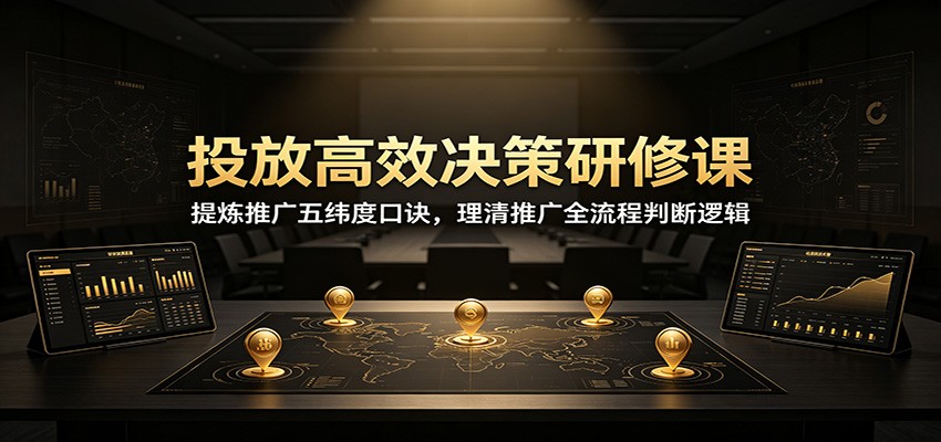 投放高效决策研修课：提炼推广五纬度口诀，理清推广全流程判断逻辑