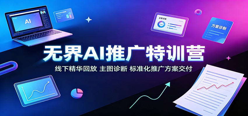 无界AI推广特训营:线下精华回放,主图诊断、标准化推广方案交付