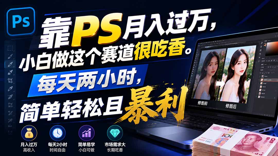 (19916期)靠PS月入过万,小白做这个赛道很吃香。每天两小时,简单轻松且暴利