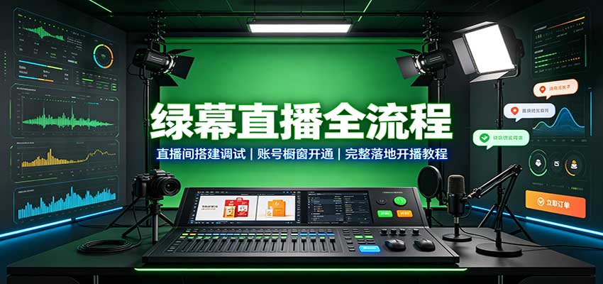 绿幕直播全流程：直播间搭建调试，账号橱窗开通，完整落地开播教程