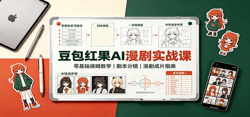 豆包红果AI漫剧实战课：零基础保姆教学，剧本分镜，漫剧成片指南