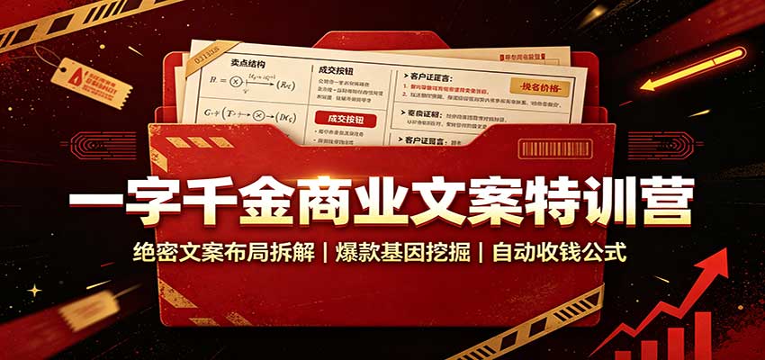 一字千金商业文案特训营：绝密文案布局拆解，爆款基因挖掘，自动收钱公式