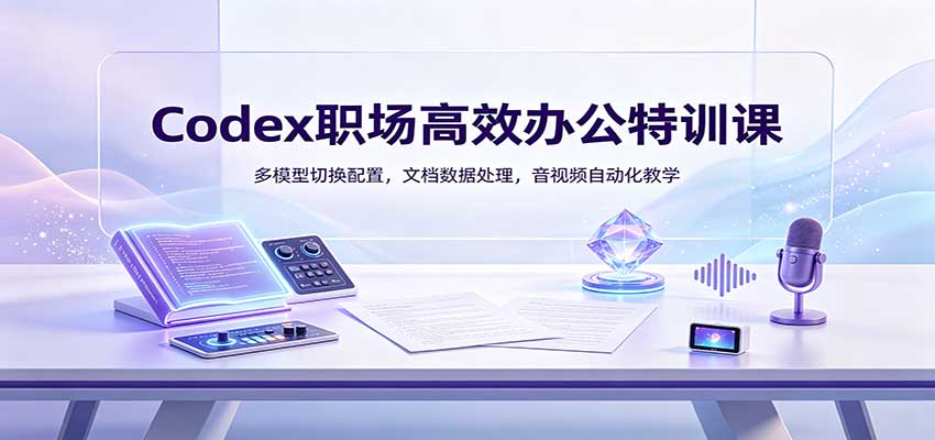 Codex职场高效办公特训课：多模型切换配置，文档数据处理，音视频自动化教学