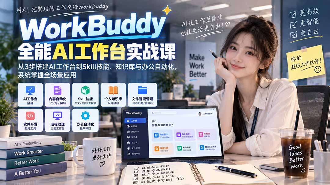 (20403期)WorkBuddy全能AI工作台实战课:从3步搭建AI工作台到Skill技能、知识库与办公自动化,系统掌握全场景应用