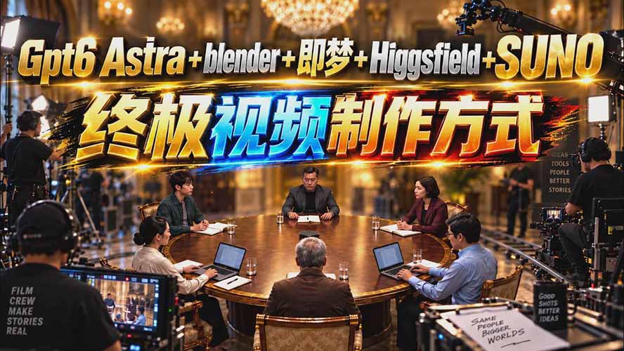 (20588期)GPT-6 Astra+Blender+即梦+Higgsfield+Suno=终极视频制作方式(无水印)