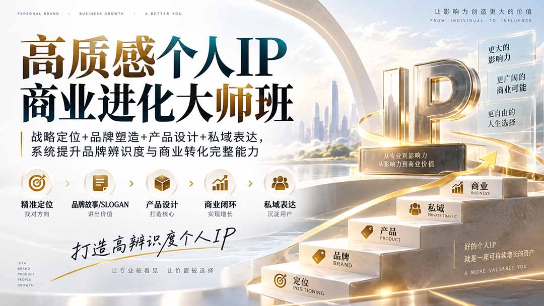 （20324期）高质感个人IP商业进化大师班：战略定位+品牌塑造+产品设计+私域表达，系统提升品牌辨识度与商业转化完整能力