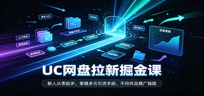 UC网盘拉新掘金课：新人从零起步，掌握多元引流手段，不同作品推广链路