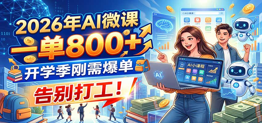2026年AI微课，一单800+，开学季刚需爆单，告别打工！
