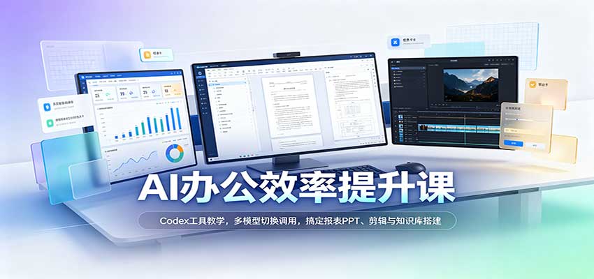 AI办公效率提升课：Codex工具教学，多模型切换调用，搞定报表PPT、剪辑与知识库搭建