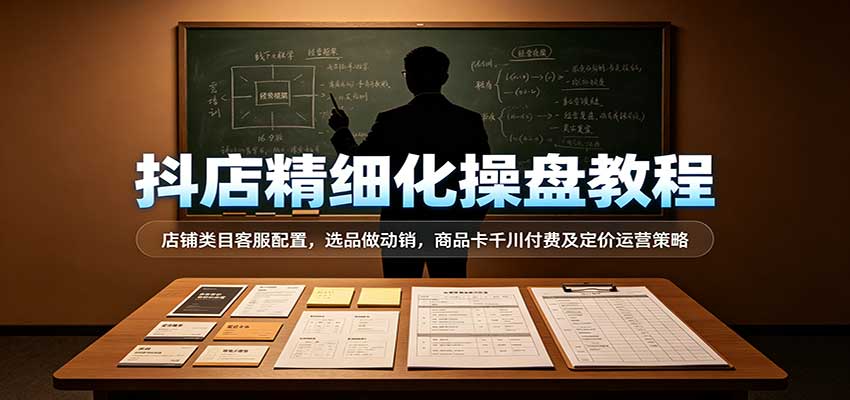 抖店精细化操盘教程：店铺类目客服配置，选品做动销，商品卡千川付费及定价运营策略