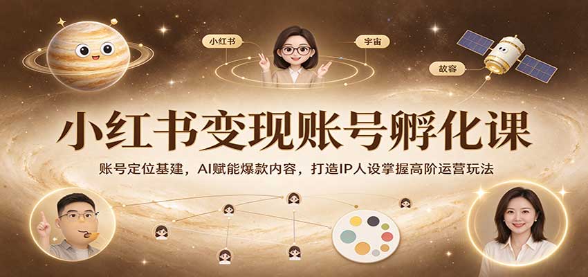 小红书变现账号孵化课：账号定位基建，AI赋能爆款内容，打造IP人设掌握高阶运营玩法