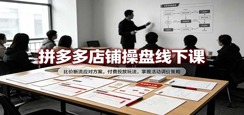 拼多多店铺操盘线下课：比价断流应对方案，付费投放玩法，掌握活动调价策略