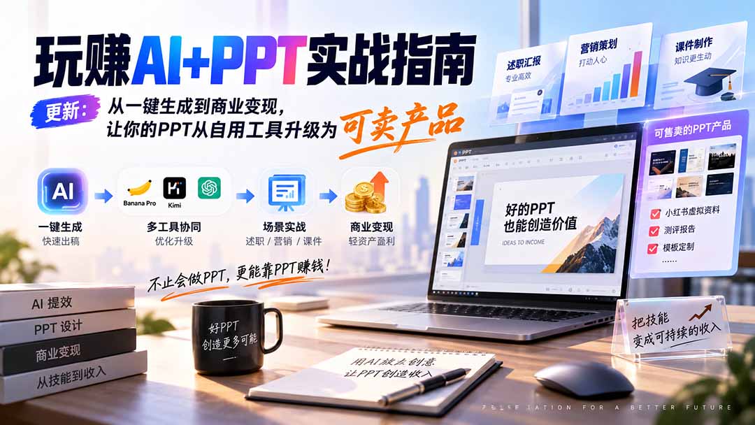 （20247期）玩赚AI+PPT实战指南-更新5月13：从一键生成到商业变现，让你的PPT从自用工具升级为可卖产品