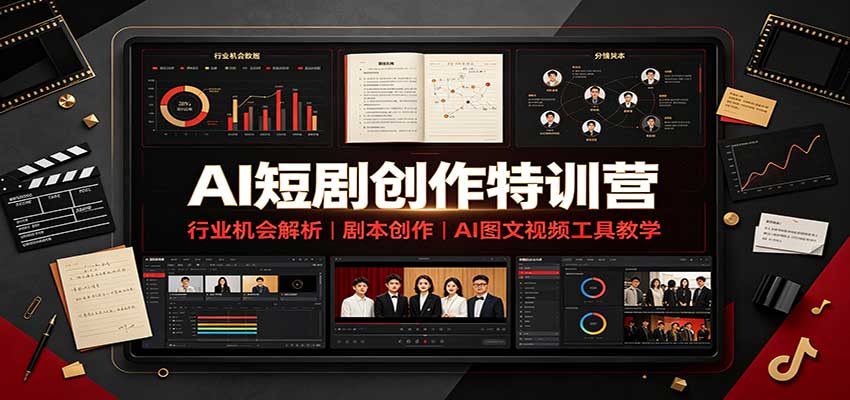 AI短剧创作特训营：行业机会解析，剧本创作，AI图文视频工具教学（文字版）