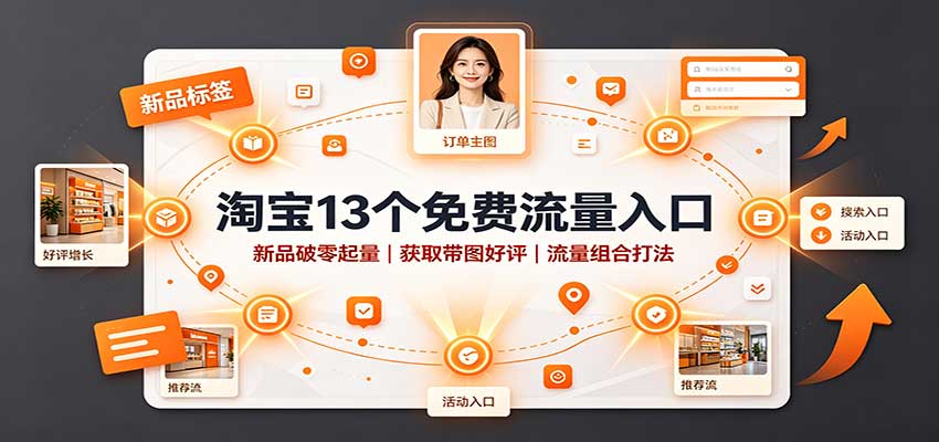 淘宝13个免费流量入口：新品破零起量，获取带图好评，流量组合打法