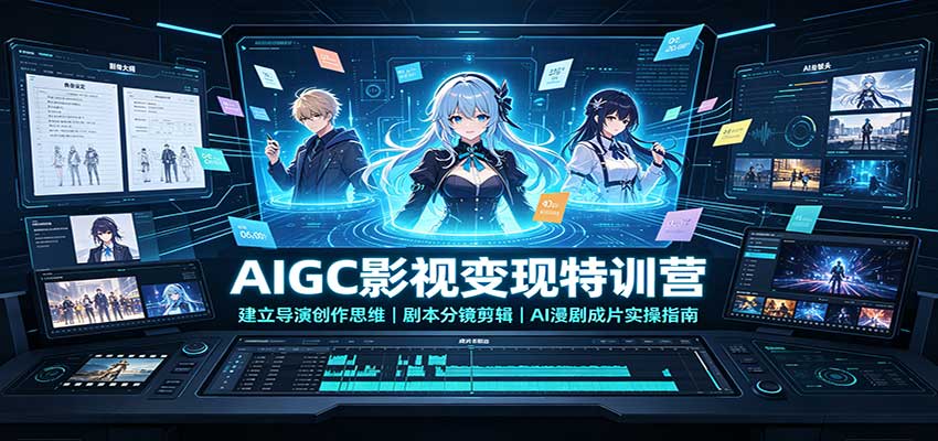 AIGC影视变现特训营：建立导演创作思维，剧本分镜剪辑，AI漫剧成片实操指南