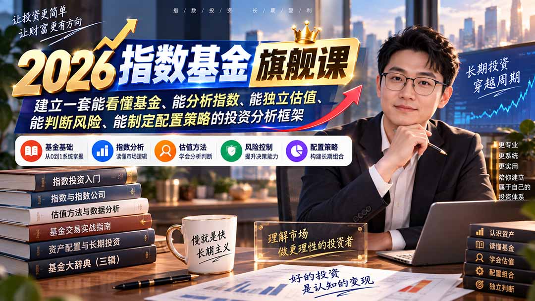 (20298期)2026指数基金旗舰课|建立一套能看懂基金、能分析指数、能独立估值、能判断风险、能制定配置策略的投资分析框架